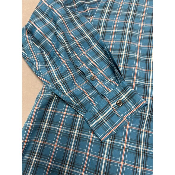 Chaps Blue Plaid Long Sleeve Casual Button Down Men's size 3XL Nylon/Polyester - Picture 4 of 16